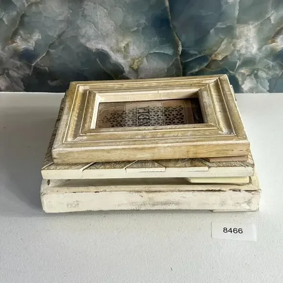 Wooden Picture Frames Distressed Look Set of 3 Different Sizes Farmhouse Cottage - Picture 16 of 16